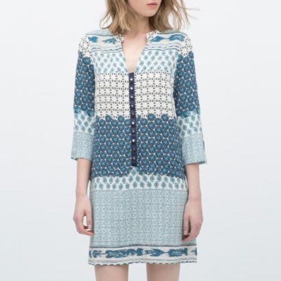 Zara Dresses & Skirts - ZARA basic tunic mini dress blue Sz M